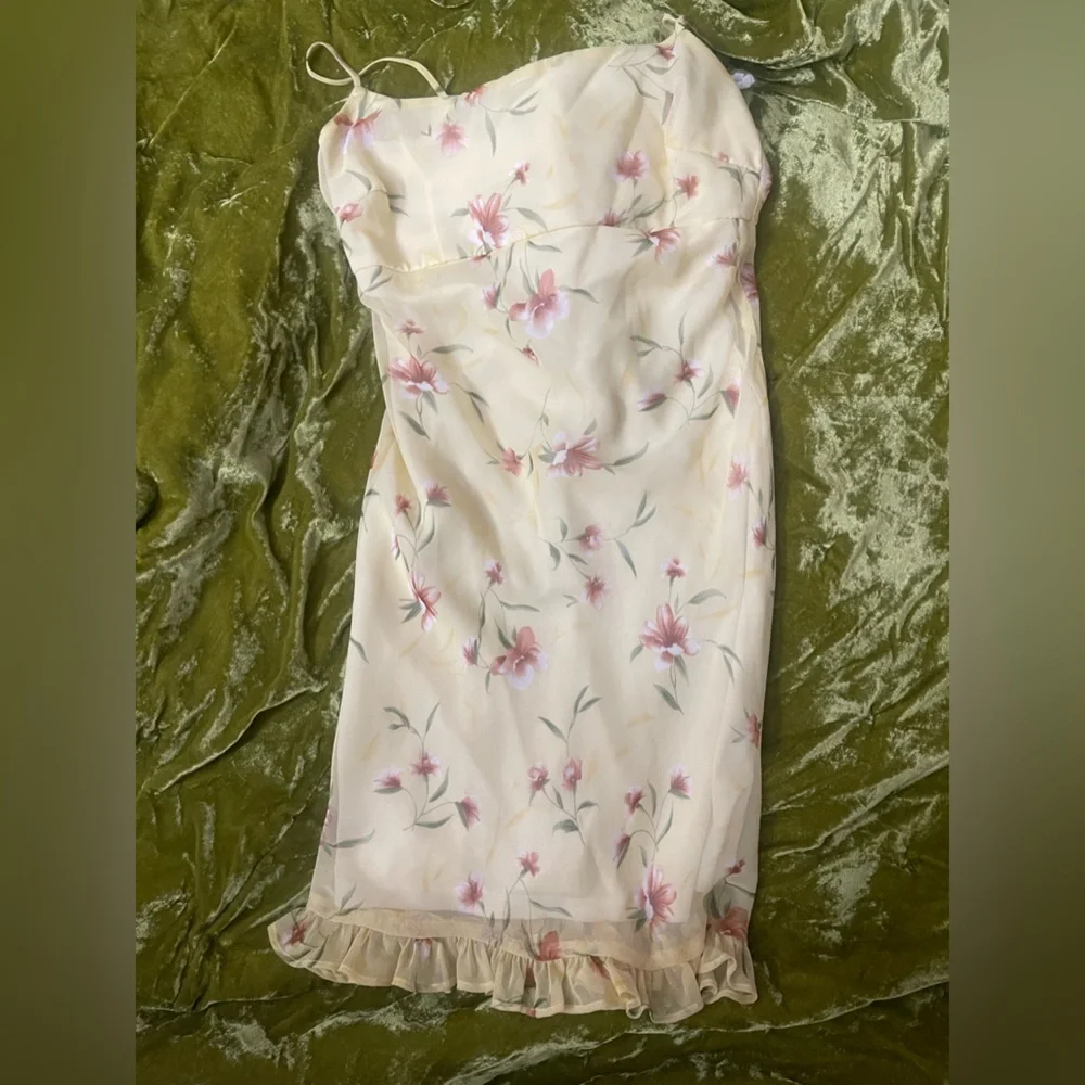 My Michelle Floral Flower yellow summer milk made dress cottage core ruffle - Picture 5 of 11